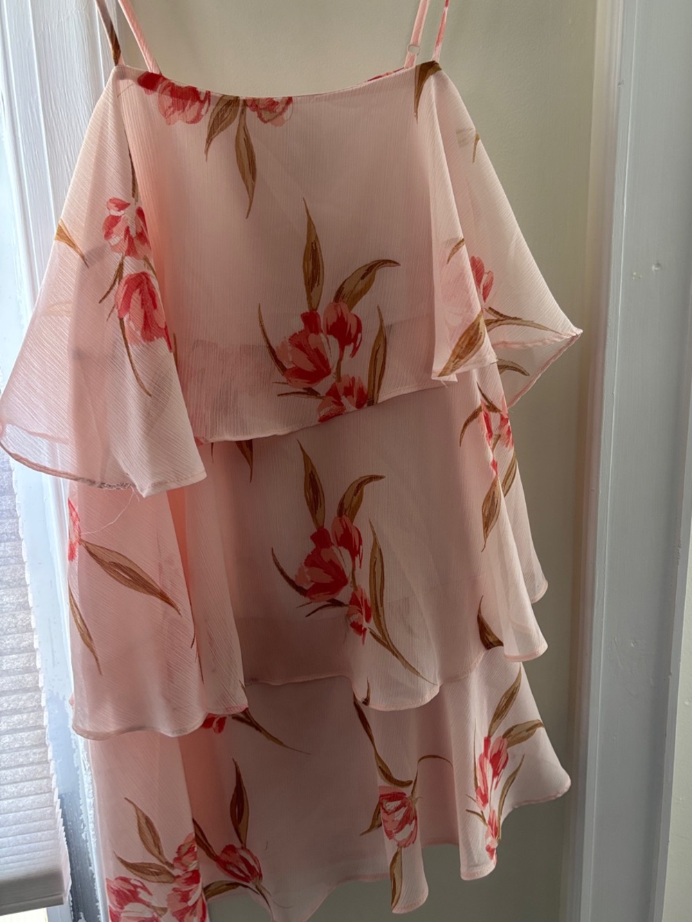 a new day Pink Floral Tiered Ruffle Skirt